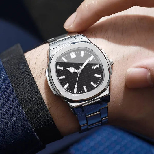 Luxury Square Men Business Watches Calendar Mens Quartz Watch Clock Gift Reloj Hombre(Without Box)