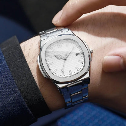 Luxury Square Men Business Watches Calendar Mens Quartz Watch Clock Gift Reloj Hombre（Without Box）