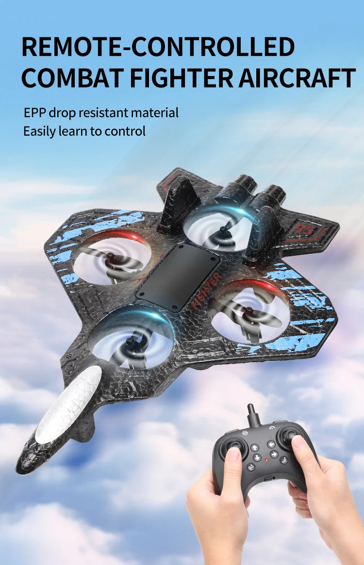 Remote Control Fighter Kids Flying Helicopter RC Hobby Jet Plane 2.4G Stunt Foam Fighter Airplane Toy Drone With Light