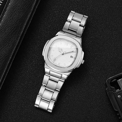 Luxury Square Men Business Watches Calendar Mens Quartz Watch Clock Gift Reloj Hombre（Without Box）