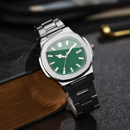 Luxury Square Men Business Watches Calendar Mens Quartz Watch Clock Gift Reloj Hombre（Without Box）