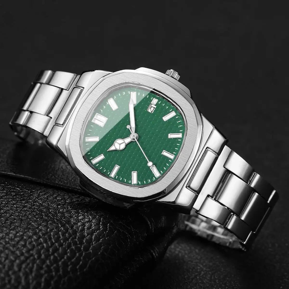 Luxury Square Men Business Watches Calendar Mens Quartz Watch Clock Gift Reloj Hombre（Without Box）