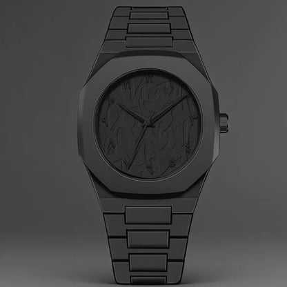 Men’s Arabic Quartz Watch – Stylish Black Casual Strap