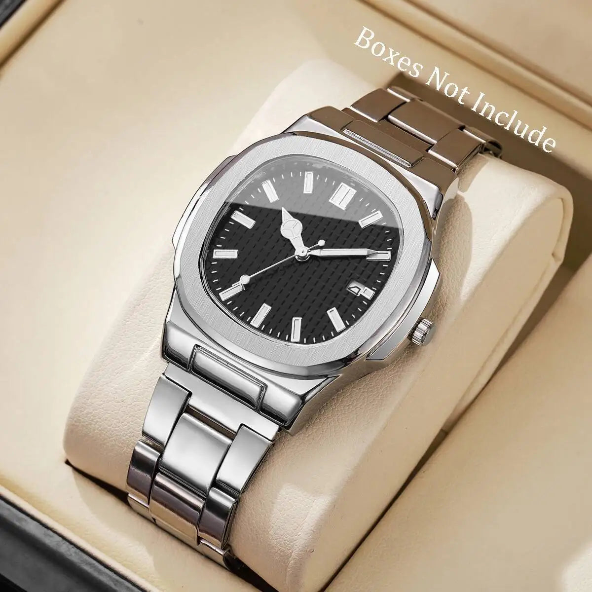 Luxury Square Men Business Watches Calendar Mens Quartz Watch Clock Gift Reloj Hombre（Without Box）