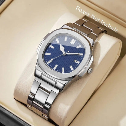 Luxury Square Men Business Watches Calendar Mens Quartz Watch Clock Gift Reloj Hombre（Without Box）