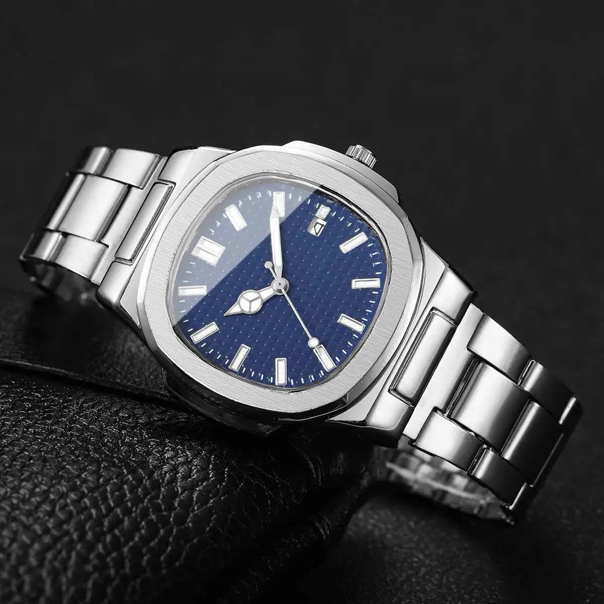 Luxury Square Men Business Watches Calendar Mens Quartz Watch Clock Gift Reloj Hombre（Without Box）