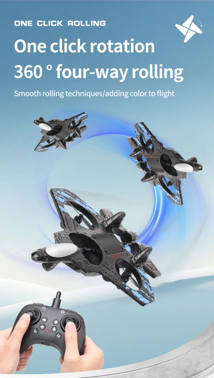 Remote Control Fighter Kids Flying Helicopter RC Hobby Jet Plane 2.4G Stunt Foam Fighter Airplane Toy Drone With Light