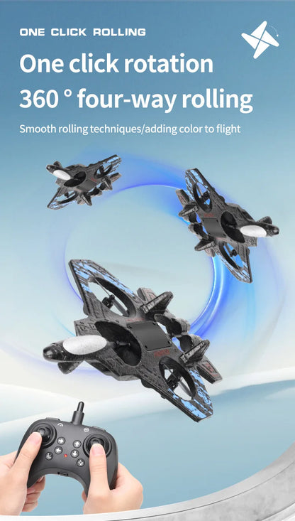 Remote Control Fighter Kids Flying Helicopter RC Hobby Jet Plane 2.4G Stunt Foam Fighter Airplane Toy Drone With Light