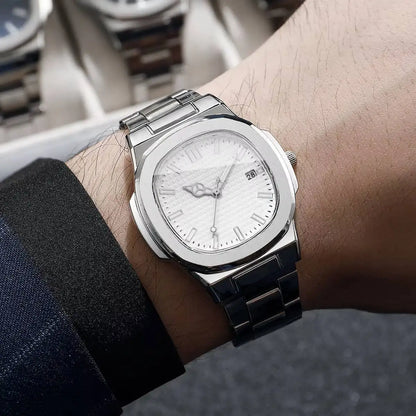 Luxury Square Men Business Watches Calendar Mens Quartz Watch Clock Gift Reloj Hombre（Without Box）