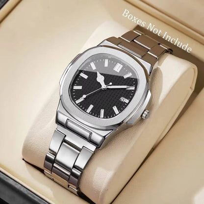 Luxury Square Men Business Watches Calendar Mens Quartz Watch Clock Gift Reloj Hombre（Without Box）