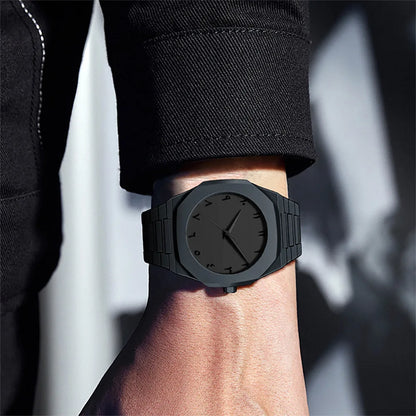 Men’s Arabic Quartz Watch – Stylish Black Casual Strap