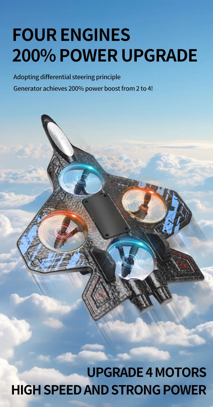 Remote Control Fighter Kids Flying Helicopter RC Hobby Jet Plane 2.4G Stunt Foam Fighter Airplane Toy Drone With Light