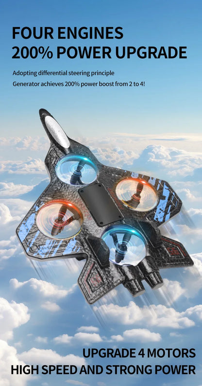 Remote Control Fighter Kids Flying Helicopter RC Hobby Jet Plane 2.4G Stunt Foam Fighter Airplane Toy Drone With Light