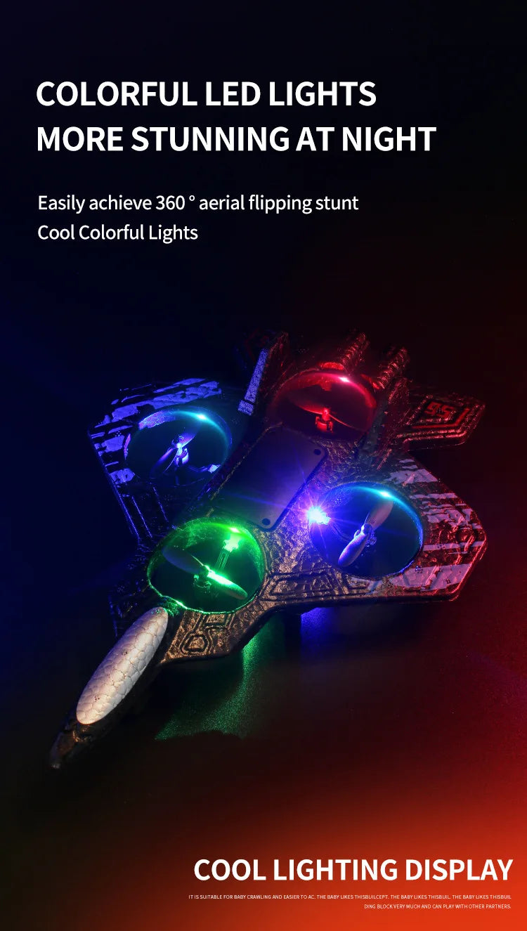 Remote Control Fighter Kids Flying Helicopter RC Hobby Jet Plane 2.4G Stunt Foam Fighter Airplane Toy Drone With Light