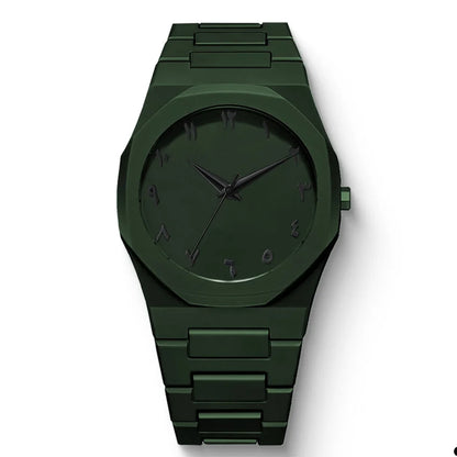 Men’s Arabic Quartz Watch – Stylish Black Casual Strap