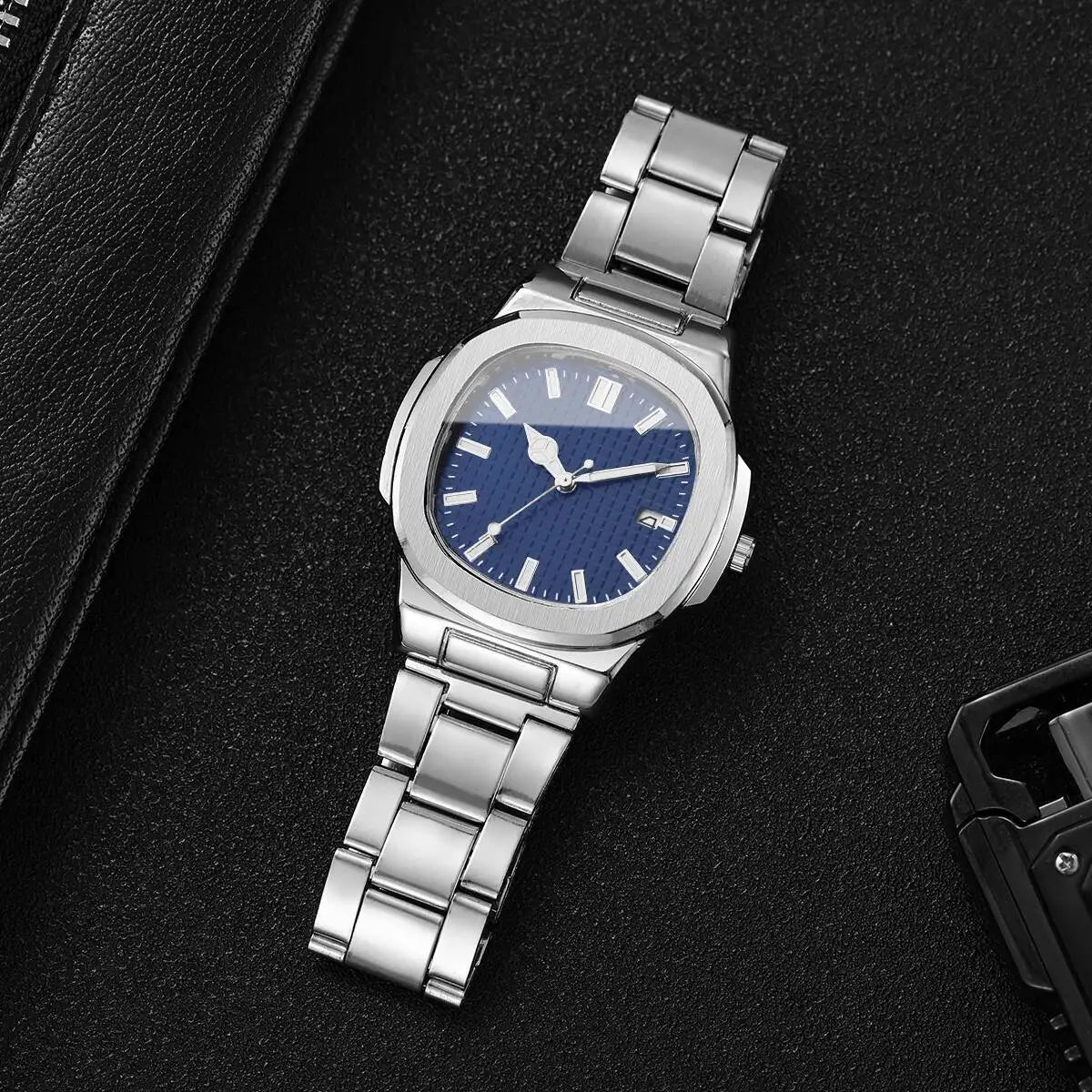 Luxury Square Men Business Watches Calendar Mens Quartz Watch Clock Gift Reloj Hombre（Without Box）